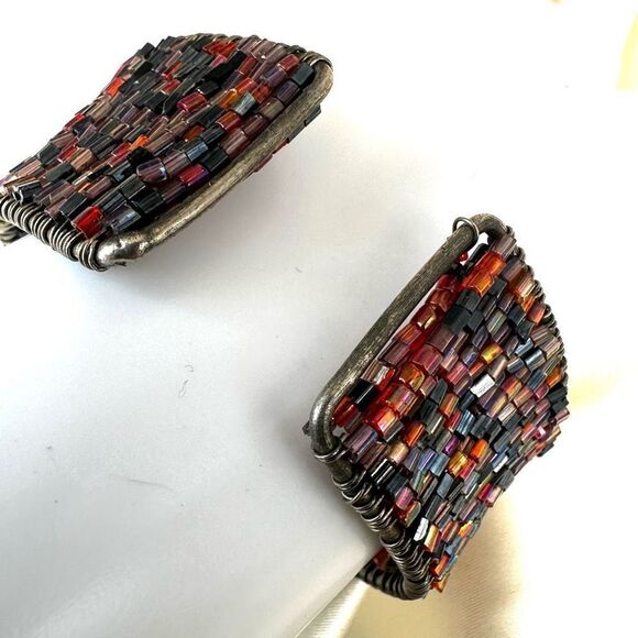 Colorful beaded adjustable cuff bracelet - Picture 2 of 10